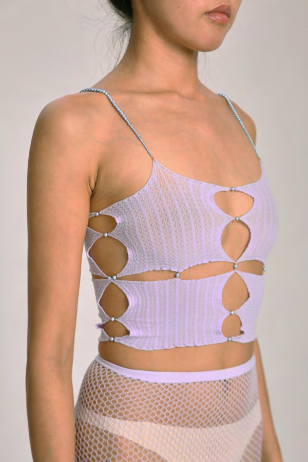 RUI SS21-R002 MAUVE Vest with central cut